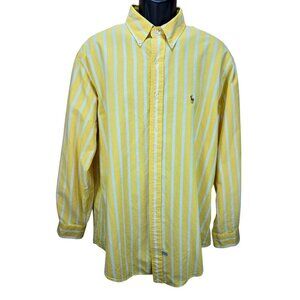Ralph Lauren Yellow Striped Cotton Long Sleeve Button-Down Dress Shirt 17-34 XL